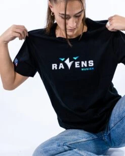 Munich Ravens Iconic T-Shirt -Sports football Black Iconic MUC T Shirt 4 min