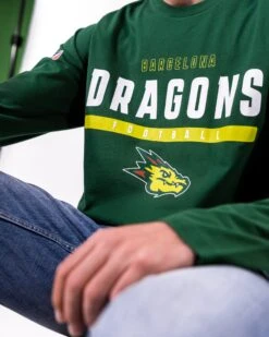 Barcelona Dragons Identity Longsleeve -Sports football Merchandise 2023 BalkenFootball BDR Detail Green Kaan Longsleeve Men SizeM