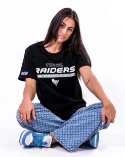 Raiders Tirol Identity T-Shirt -Sports football Merchandise 2023 BalkenFootball Black Eleni FullBody RAI T Shirt Women