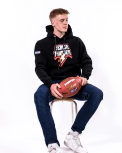 Berlin Thunder Iconic Hoodie -Sports football Merchandise 2023 Black BTH FullBody Hoodie Logo Marcel Men