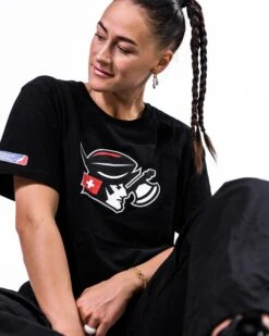 Helvetic Guards Iconic T-Shirt -Sports football Merchandise 2023 Black Detail Eleni HVG Logo T Shirt Women