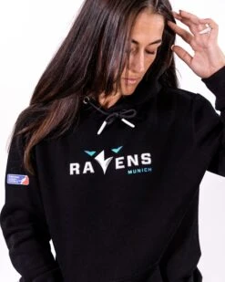 Munich Ravens Iconic Hoodie -Sports football Merchandise 2023 Black Detail Eleni Hoodie Logo MUC Women