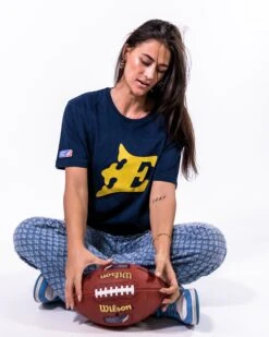 Fehervar Enthroners Iconic T-Shirt -Sports football Merchandise 2023 Blue Eleni ENT FullBody Logo T Shirt Women