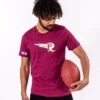 Rhein Fire Iconic T-Shirt -Sports football Merchandise 2023 Burgundy Cropped Logo Men RHF SizeM T Shirt Yannik