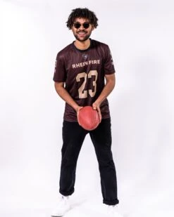 Rhein Fire Fan Jersey -Sports football Merchandise 2023 Burgundy FullBody Jersey Men RHF SizeL Yannik